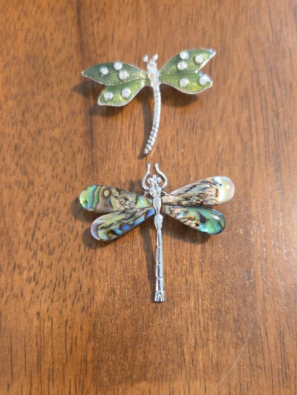 Enamel Butterfly, Dragonfly & Heart Brooch Set - Pink & Green